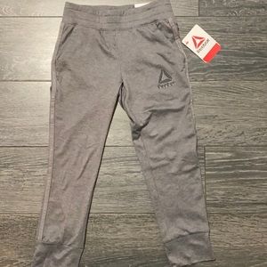Reebok Size XS 4/5 little boys slim fit moisture management heather gray joggers